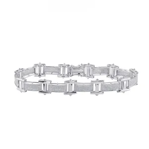 10kt White Gold Men's Round Diamond Link Bracelet - Captivating Brilliance