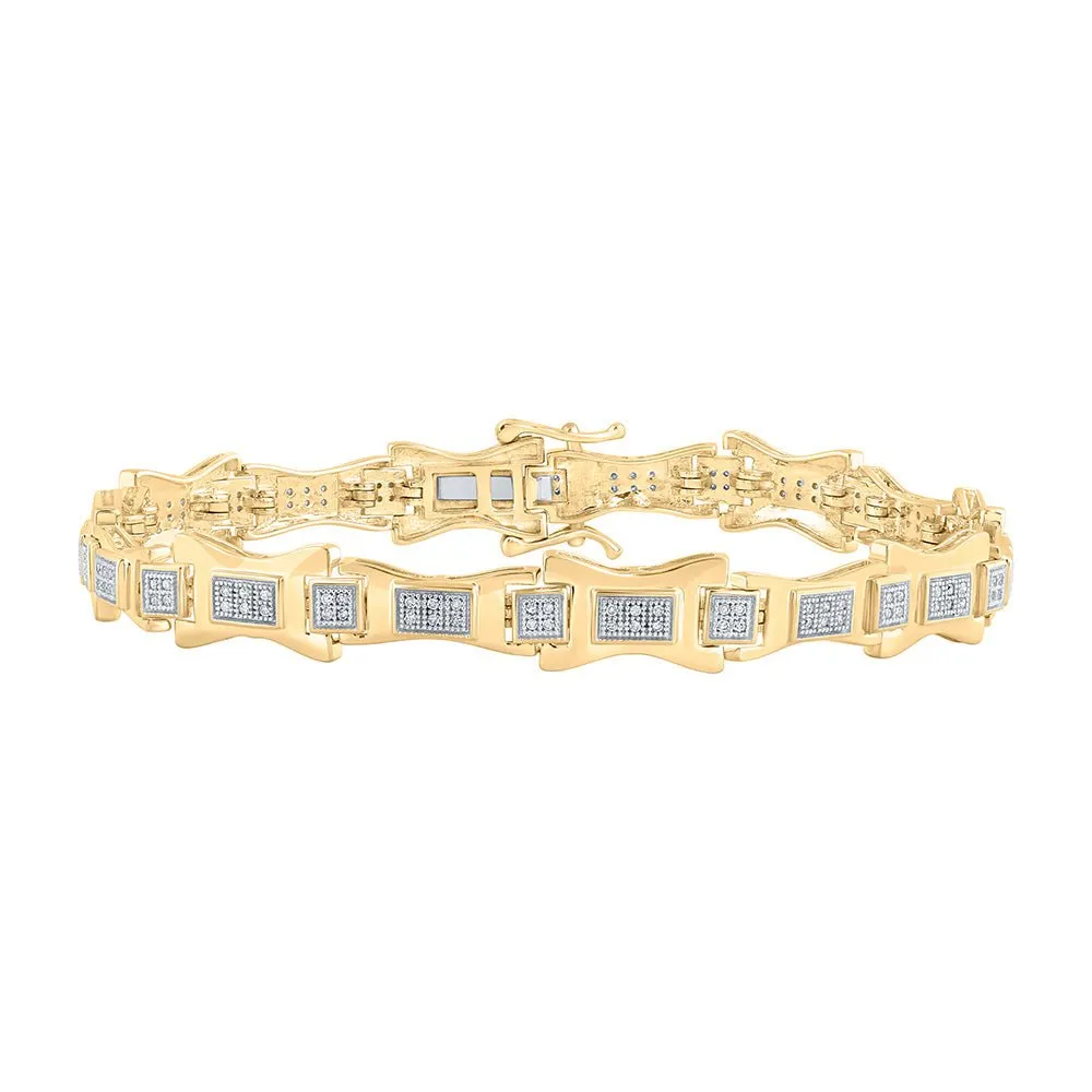 10kt Yellow Gold Men's Diamond Link Bracelet - 1/2 Ct.t.w.