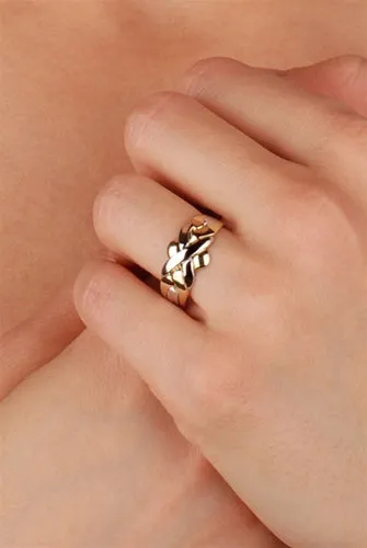 14K Two Tone Gold 4 Band Puzzle Ring 4B141-2T
