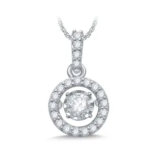 14K White Gold 1/3Ctw Moving Diamond Fashion Pendant