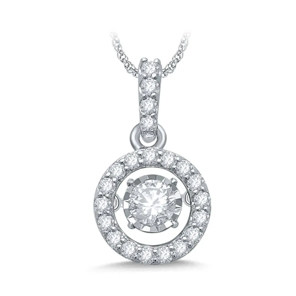 14K White Gold 1/3Ctw Moving Diamond Fashion Pendant