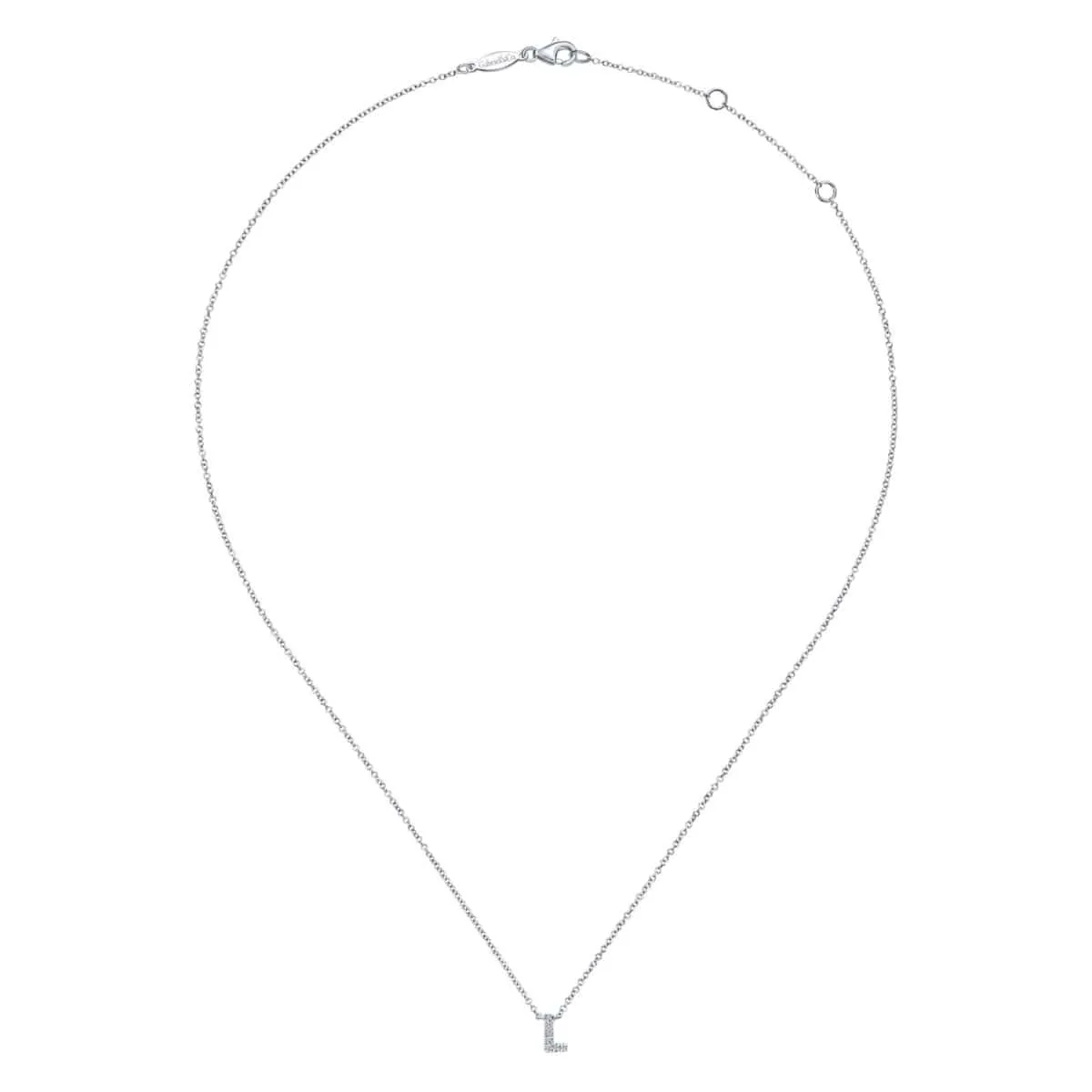 14K White Gold Diamond L Initial Pendant Necklace - NK4577L-W45JJ