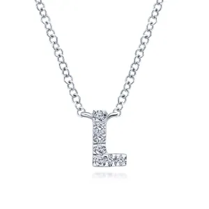 14K White Gold Diamond L Initial Pendant Necklace - NK4577L-W45JJ