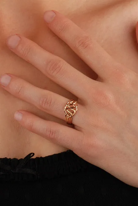 14K Yellow Gold 4 Band Princess Puzzle Ring 4PY