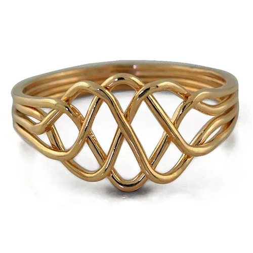 14K Yellow Gold 4 Band Princess Puzzle Ring 4PY