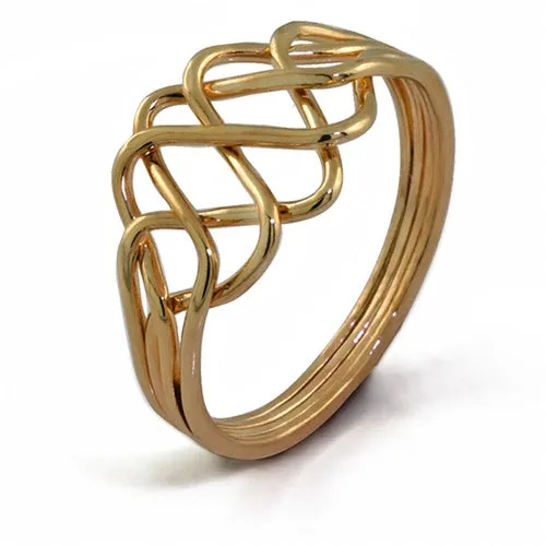 14K Yellow Gold 4 Band Princess Puzzle Ring 4PY