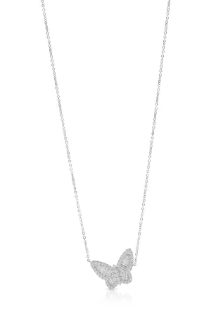14KW Diamond Baguette Butterfly Necklace