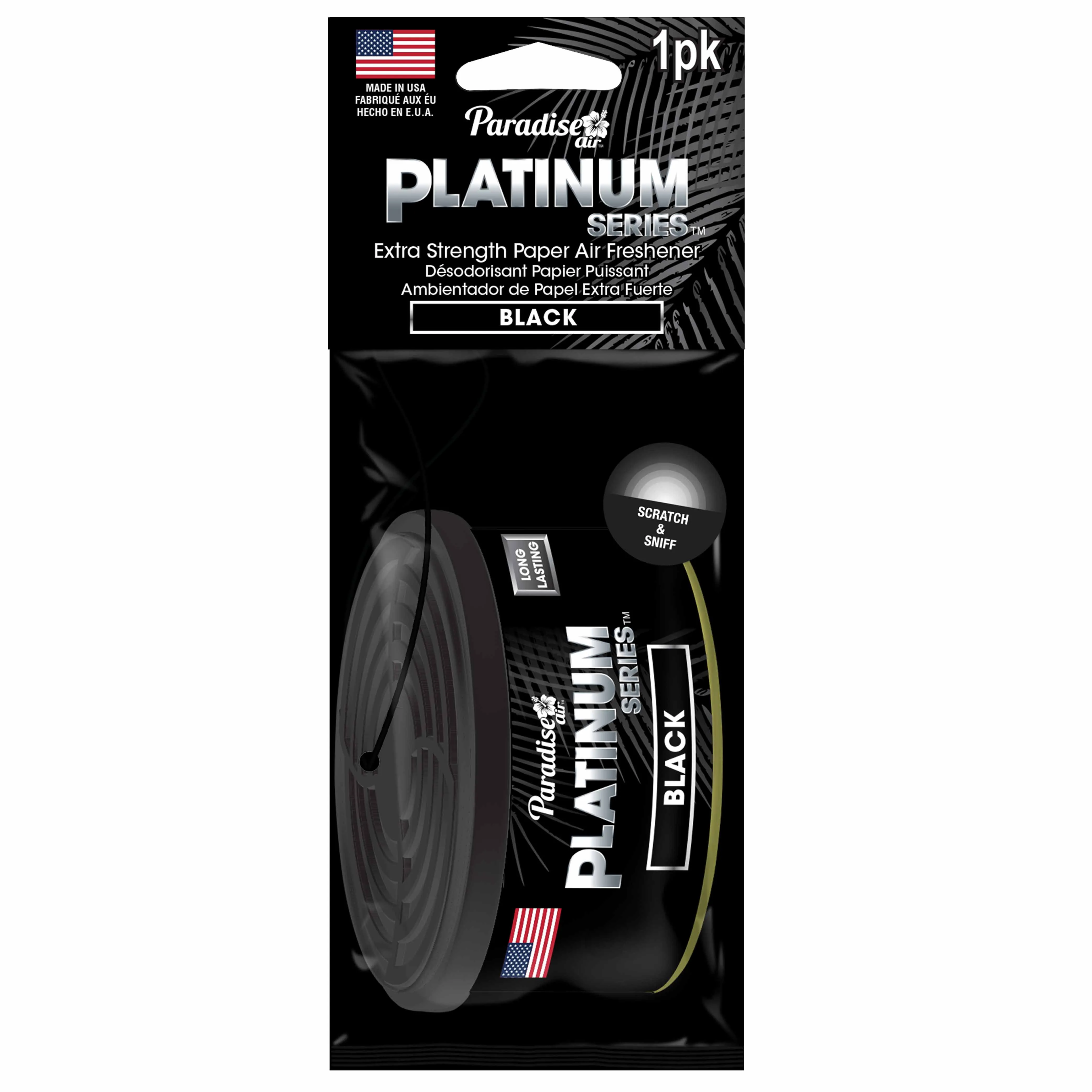 2 Pc Paradise Platinum Air Freshener Hanging Car Aroma Fragrance Scent Black