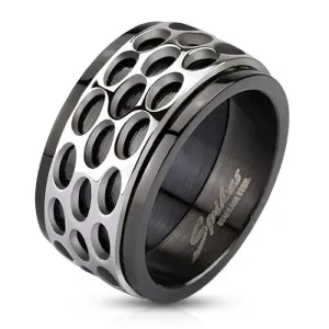 316L Stainless Steel Oval Pattern Spinner Ring
