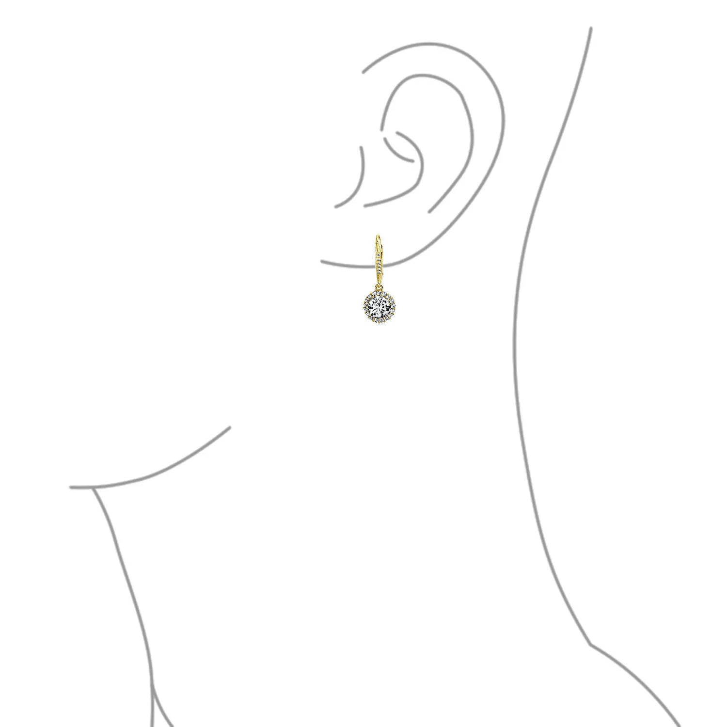 3CT Halo Solitaire CZ Dangle Chandelier Earrings  Sterling Silver Birthstone