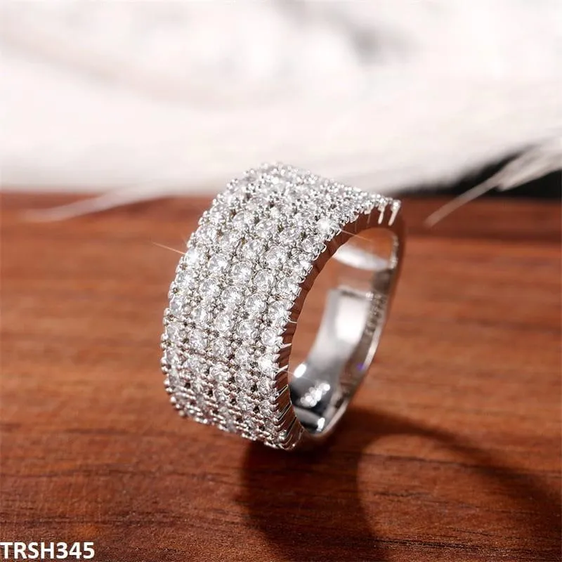 5 line crystal cubic Zirconia Ring