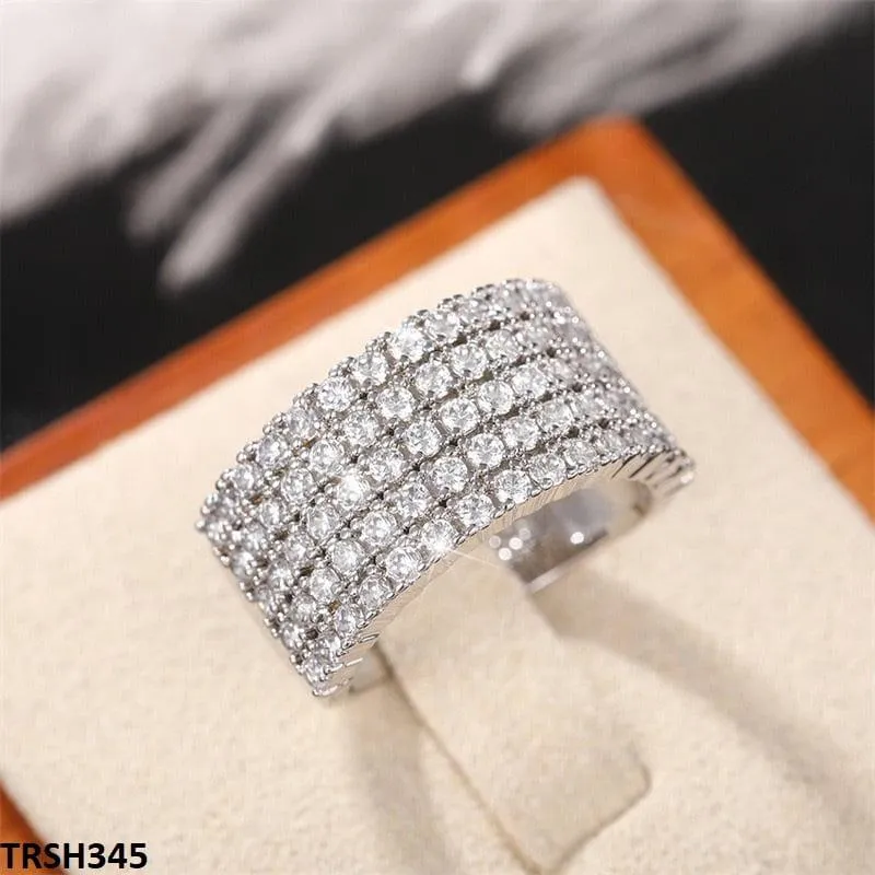 5 line crystal cubic Zirconia Ring