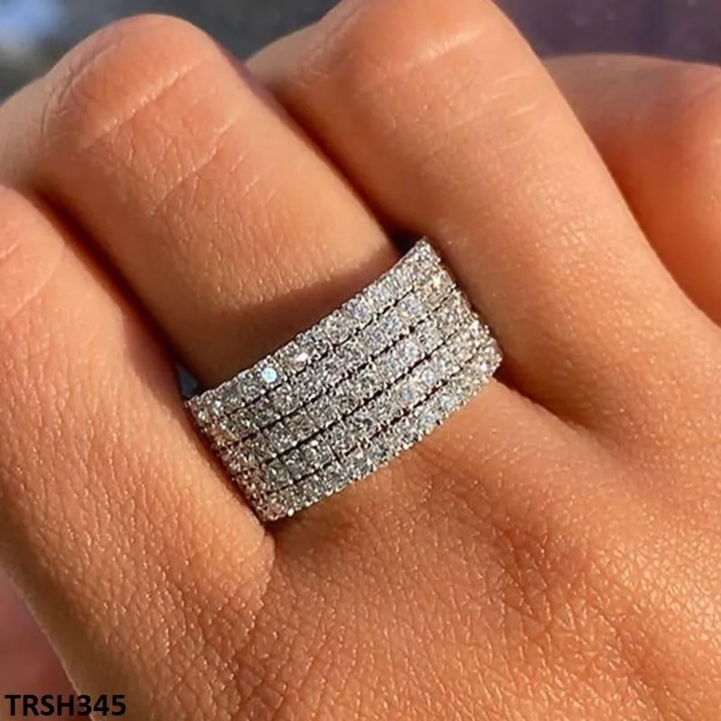 5 line crystal cubic Zirconia Ring