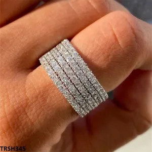 5 line crystal cubic Zirconia Ring