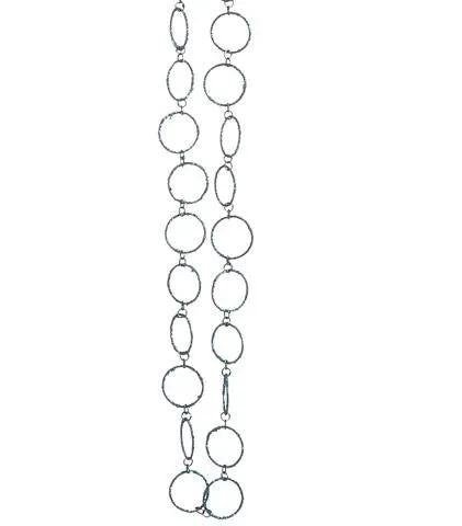 5' Regal Peacock Turquoise Blue Glitter Round Circle Chain Christmas Garland