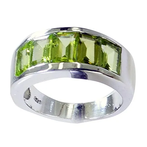 55Carat Natural Green Peridot Ring Band Men Bold August Birthstone Handmade Size 4,5,6,7,8,9,10,11,12