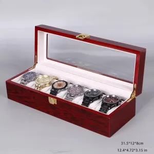 6 Slots Rose Wood Watch Organizer-SA2408-285