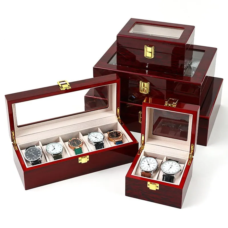 6 Slots Rose Wood Watch Organizer-SA2408-285