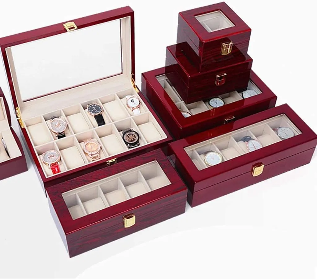 6 Slots Rose Wood Watch Organizer-SA2408-285
