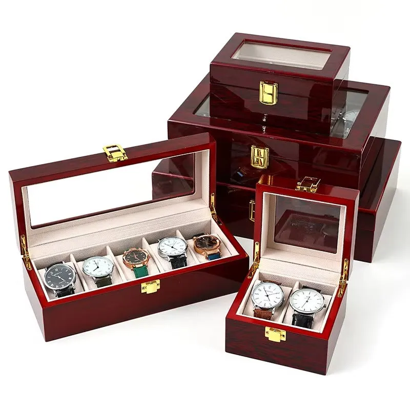 6 Slots Rose Wood Watch Organizer-SA2408-285