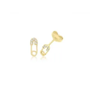 9ct Yellow Gold Safety Pin Studs ES738