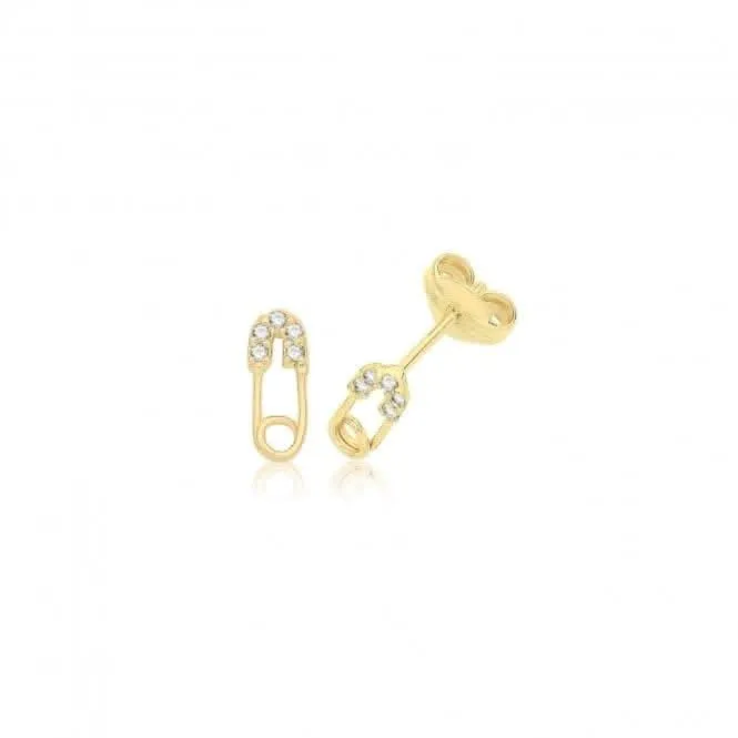 9ct Yellow Gold Safety Pin Studs ES738