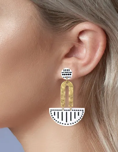 Acetate Laser Cut Drop Dangle Post Earrings