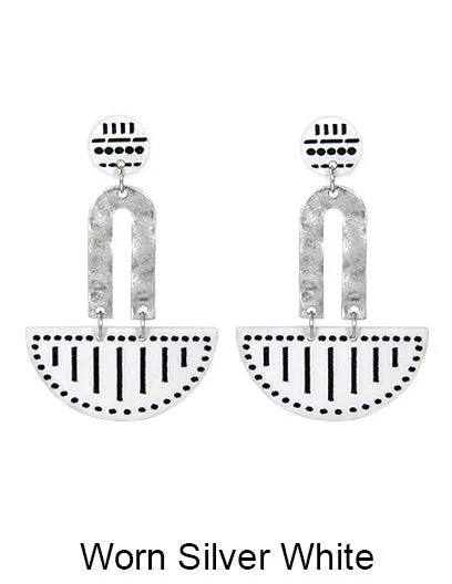 Acetate Laser Cut Drop Dangle Post Earrings