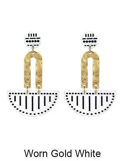 Acetate Laser Cut Drop Dangle Post Earrings