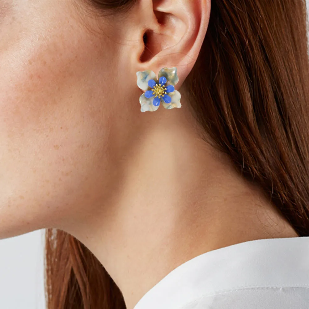 Acetate Resin Flower Delicate Post Earrings