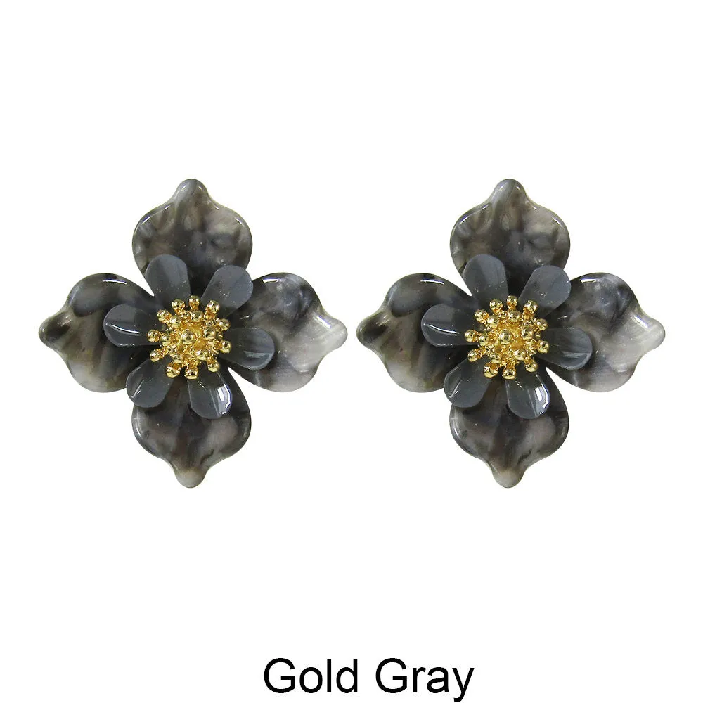 Acetate Resin Flower Delicate Post Earrings