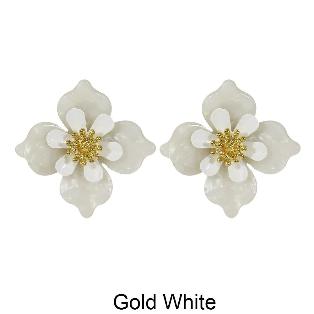 Acetate Resin Flower Delicate Post Earrings
