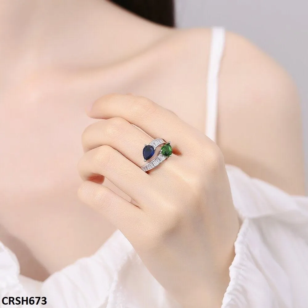 Adjustable Zircon Double Tear Ring