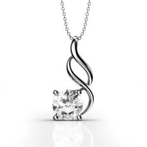 Aerin Light 18k White Gold Plated Necklace with Round Cut Solitaire Swarovski Crystal
