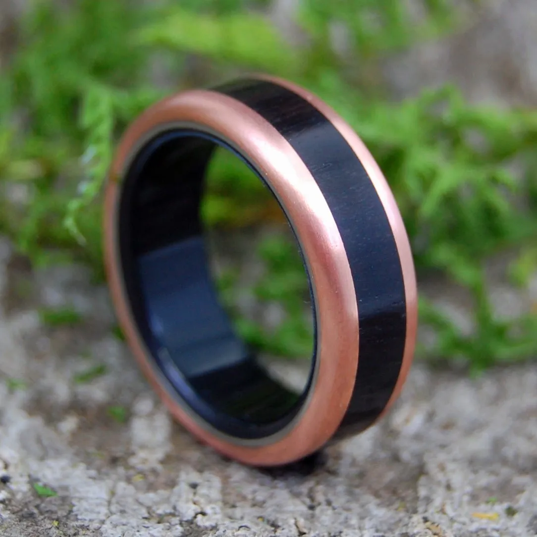 African King Rounded | Men's Ebony Wood, Copper & Titanium Wedding Ring