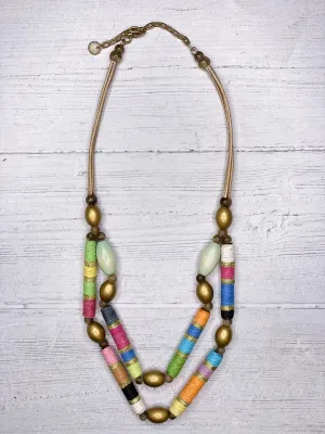 Alisha D Multicolor Double Strand Collar Necklace