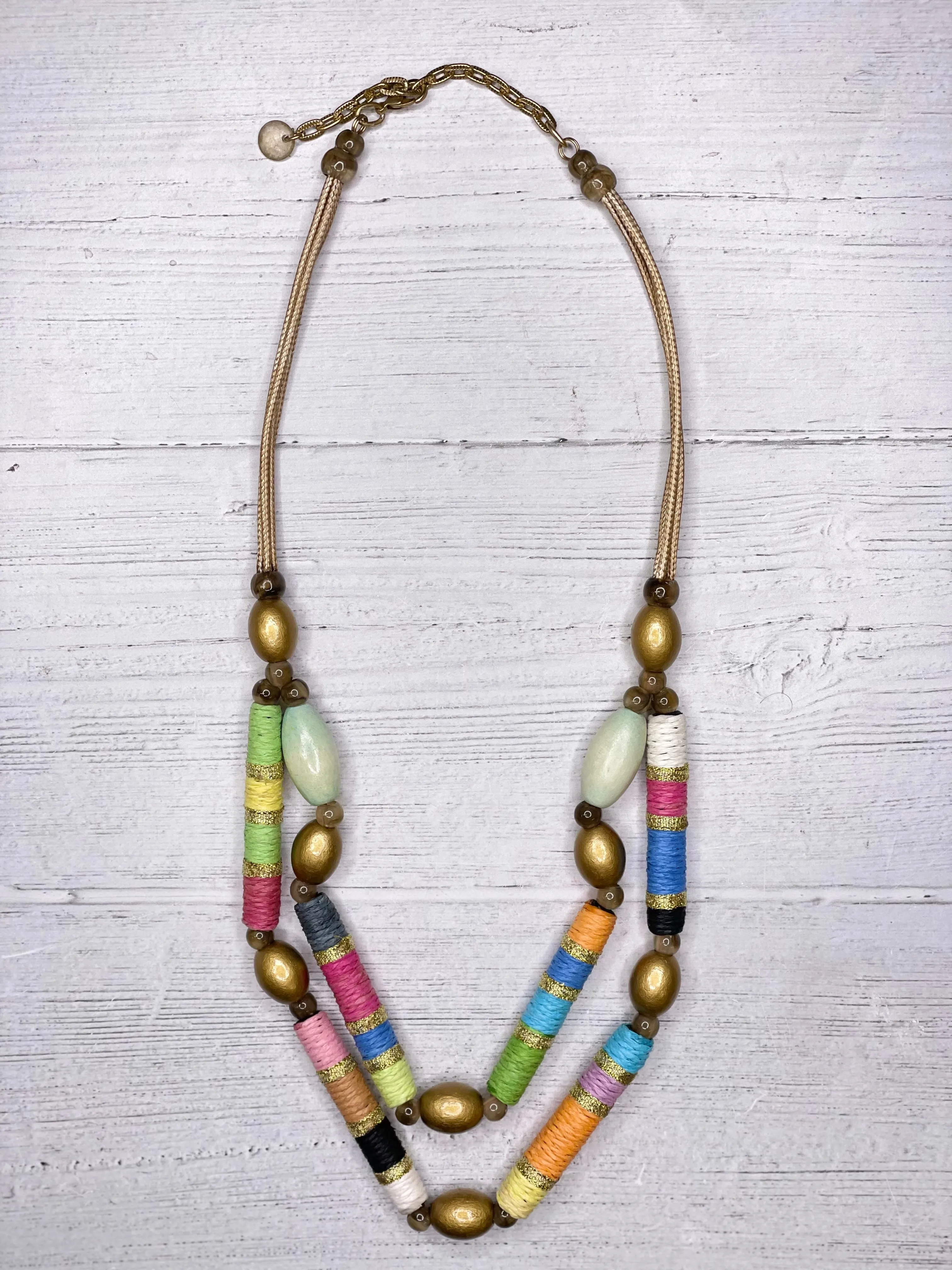 Alisha D Multicolor Double Strand Collar Necklace
