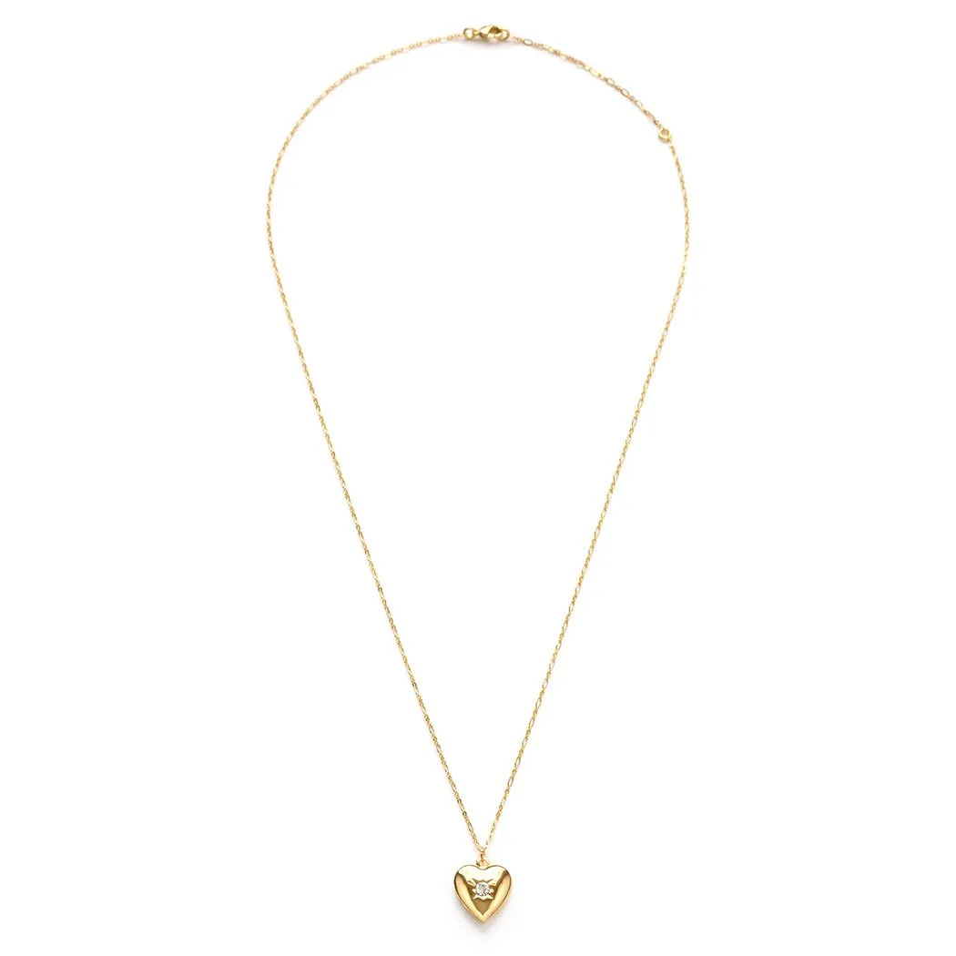 Amano Small Heart Locket with Crystal