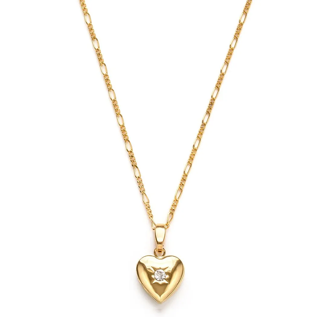 Amano Small Heart Locket with Crystal