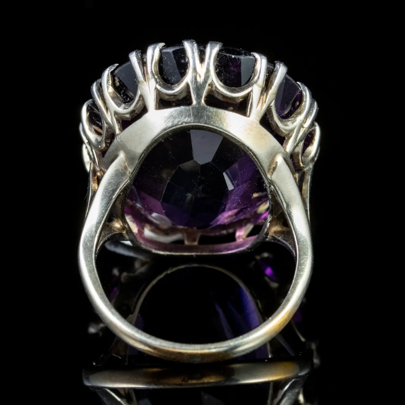 Antique Victorian 35Ct Amethyst Silver Ring Circa 1900