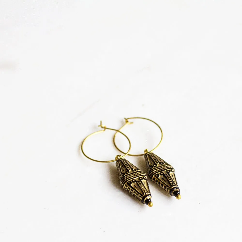 Art Deco Style Gold Hoop Earrings