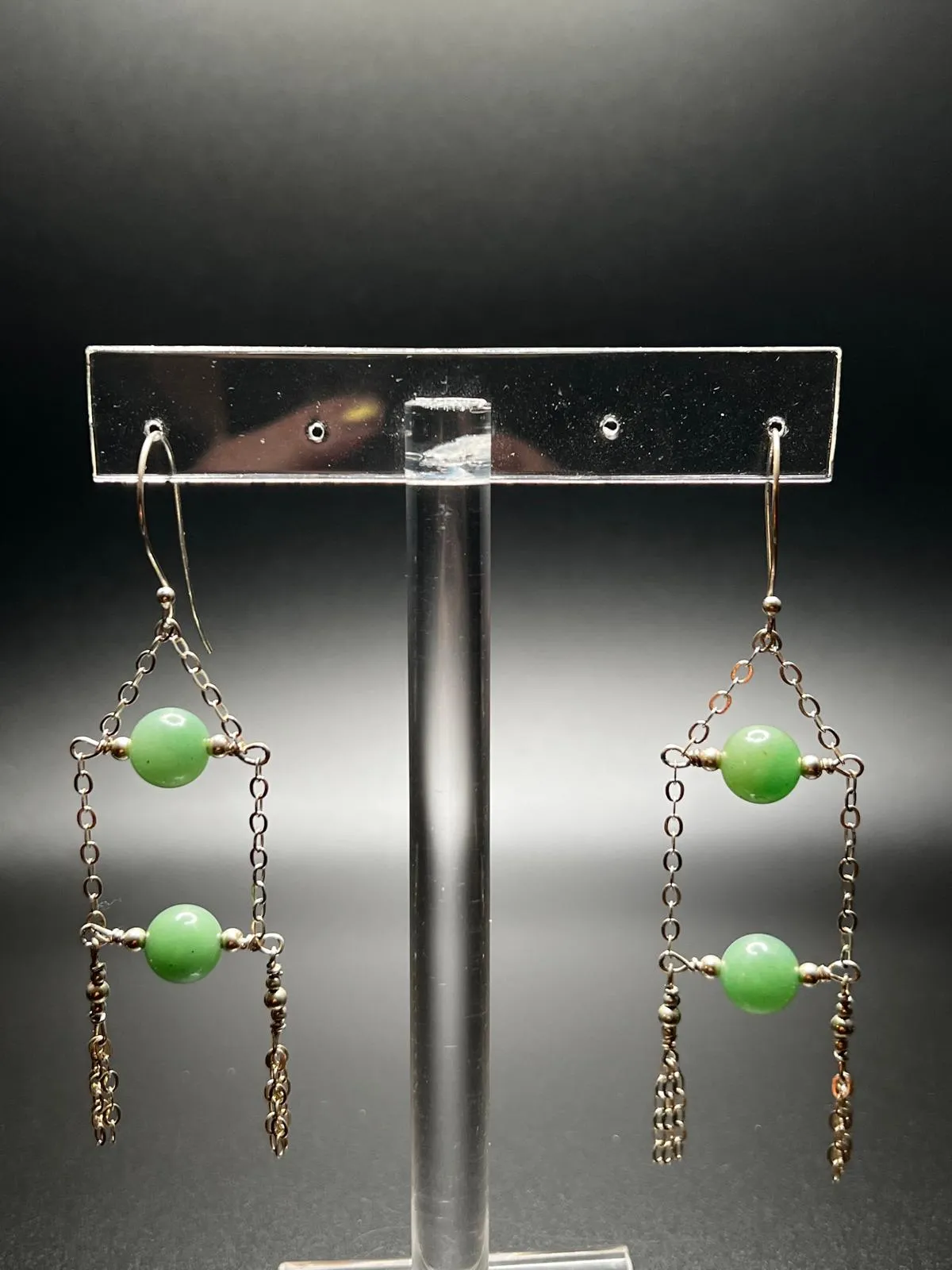 Aventurine and Sterling Silver Chandelier Earrings