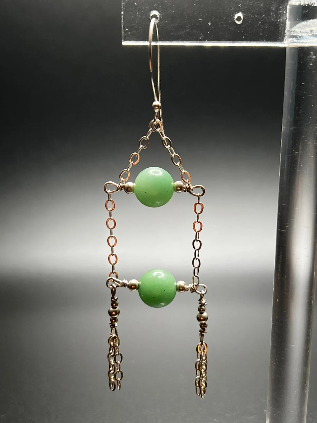 Aventurine and Sterling Silver Chandelier Earrings