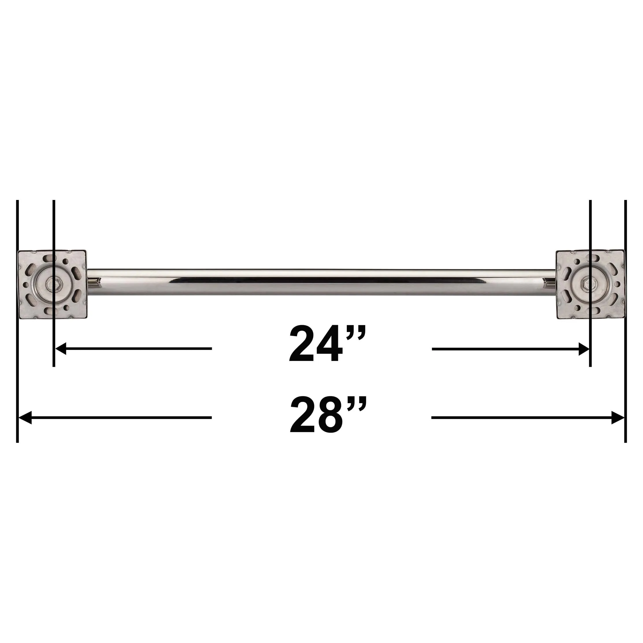 Bathroom Grab Bar, Contemporary, Square Escutcheon, 24 In. X 1 1/4 In.