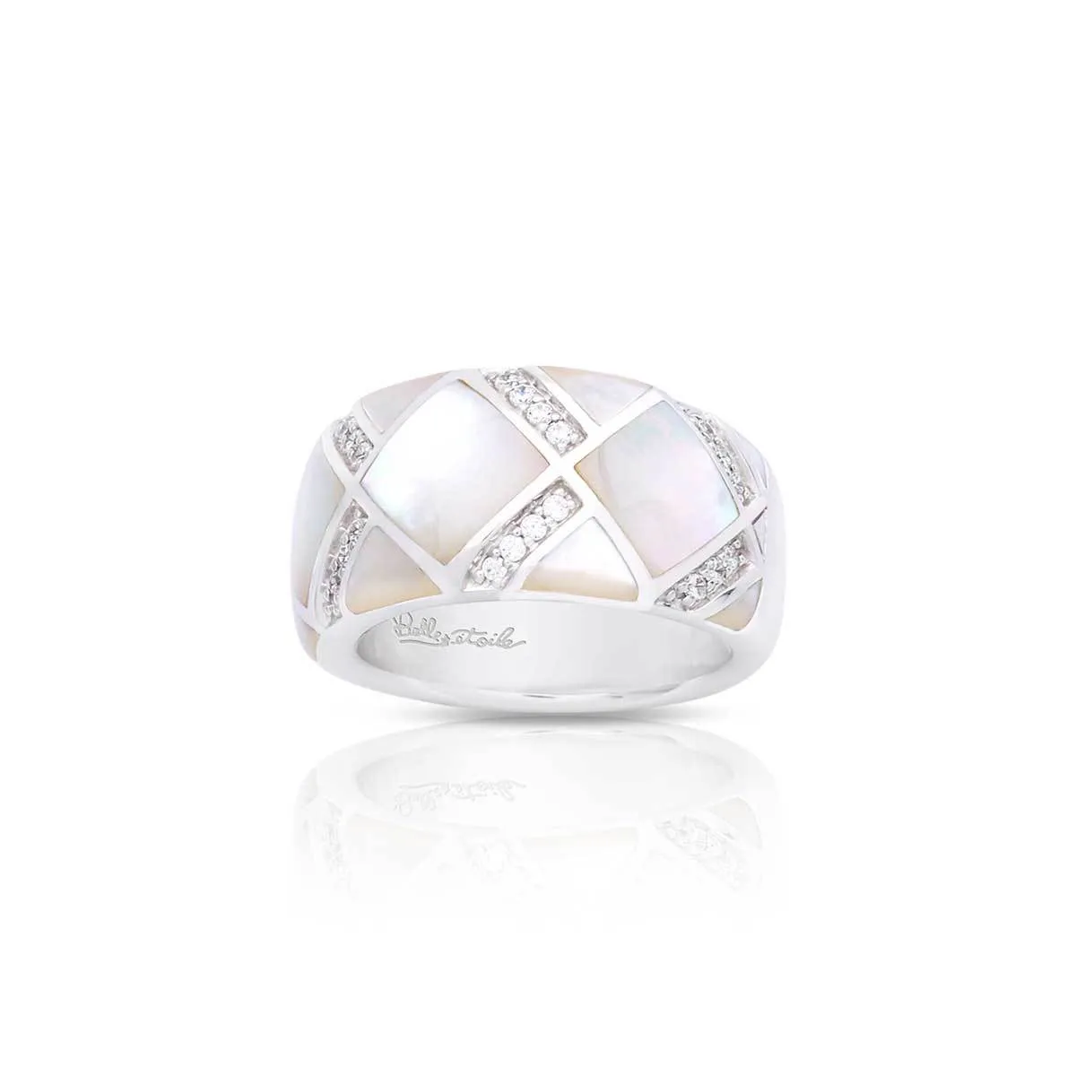 Belle Etoile Echelon Ring - White Mother-of-Pearl