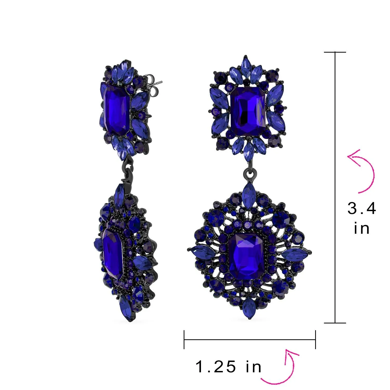 BIG Statement Crystal Art Deco Vintage Style Chandelier Earrings