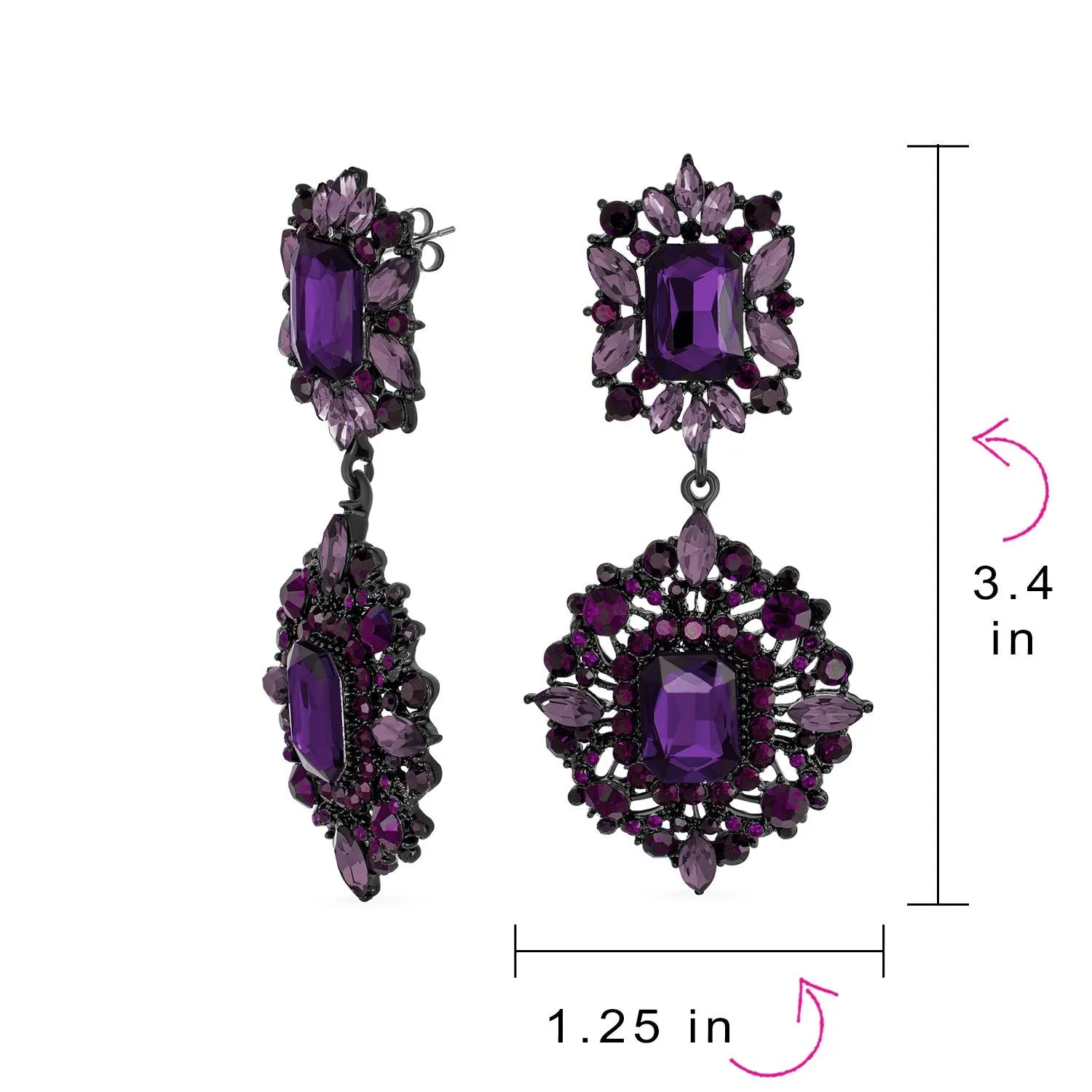 BIG Statement Crystal Art Deco Vintage Style Chandelier Earrings