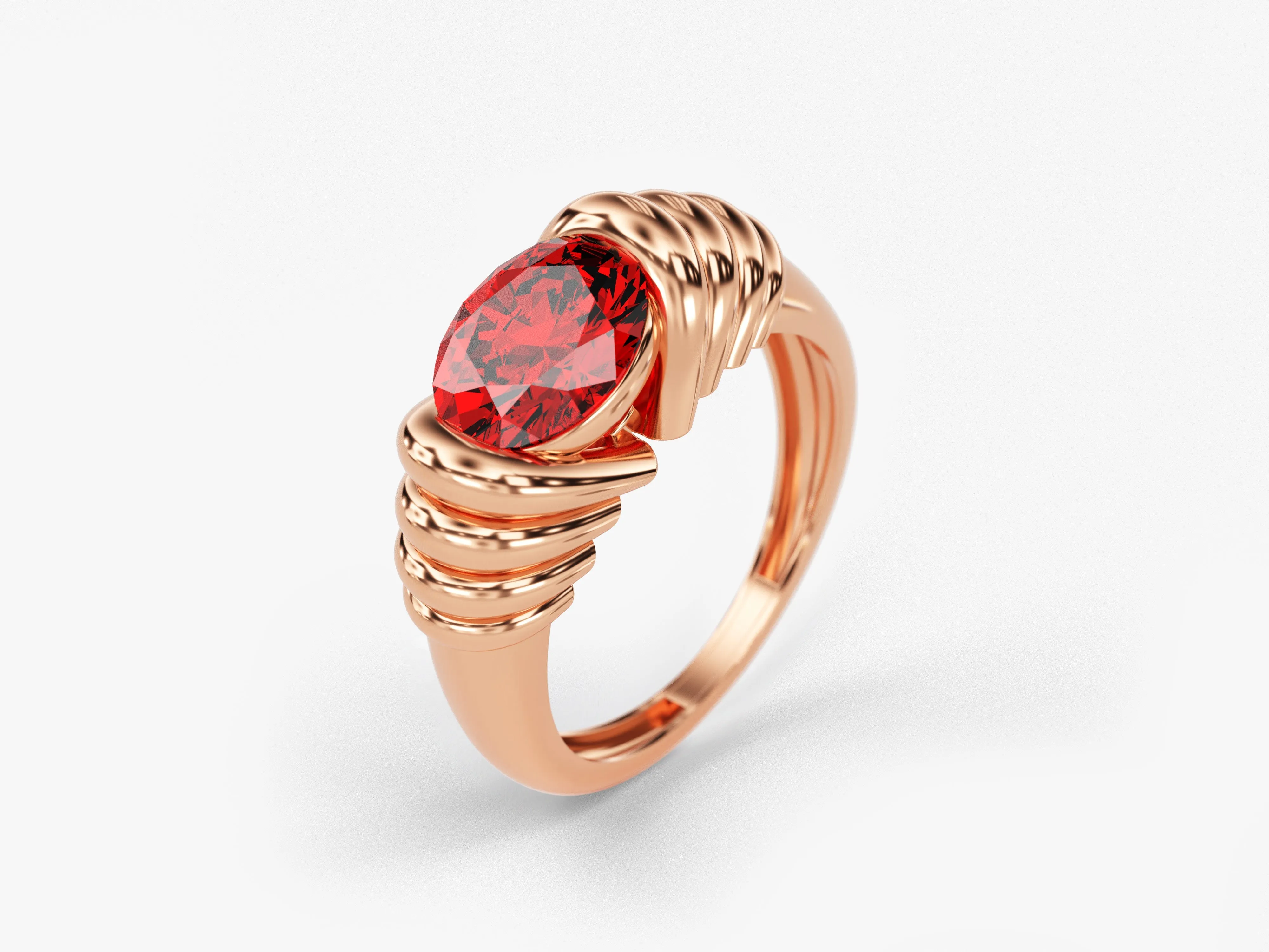 Bold Birthstone Ring in 14k Solid Gold