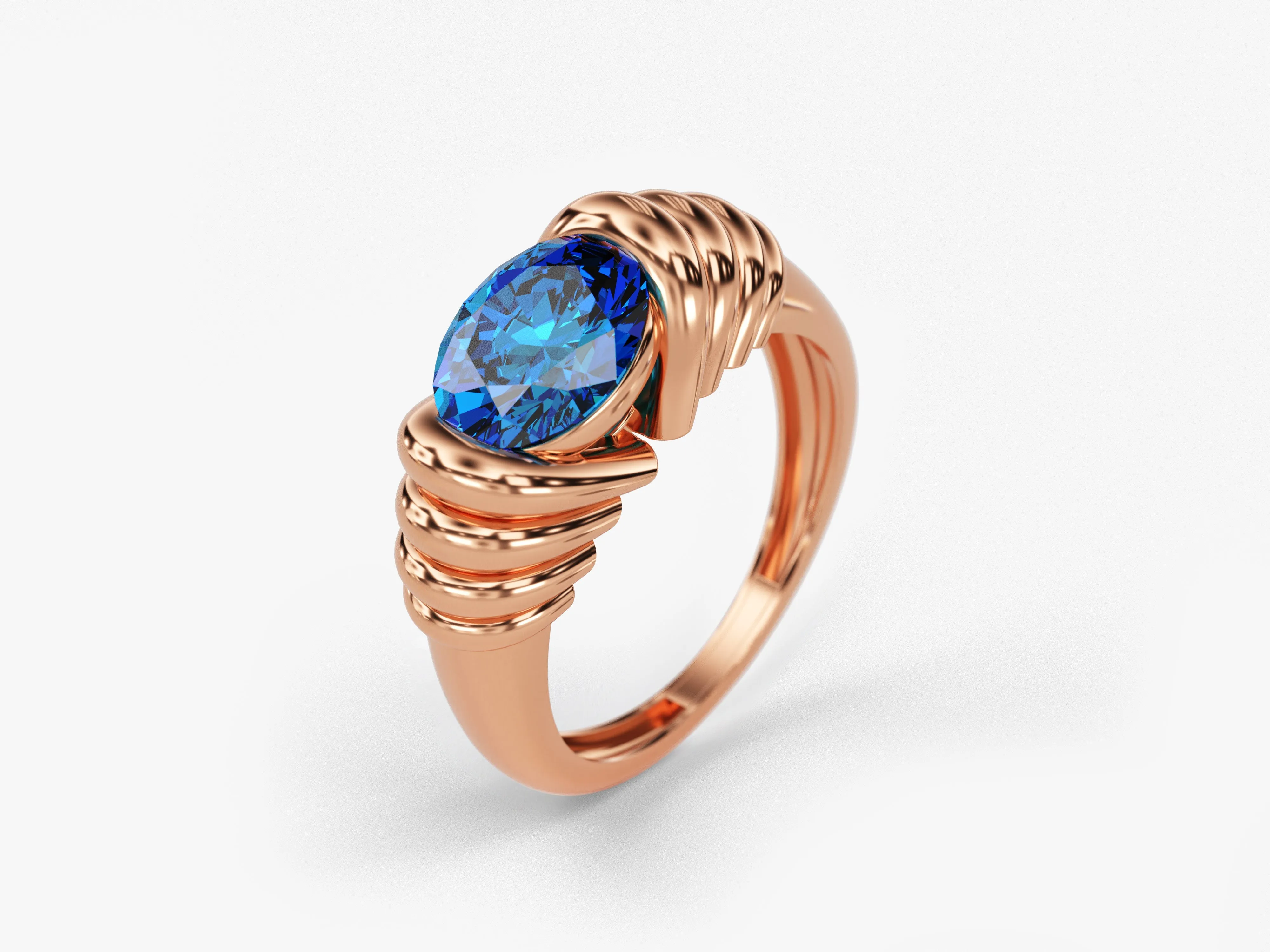 Bold Birthstone Ring in 14k Solid Gold