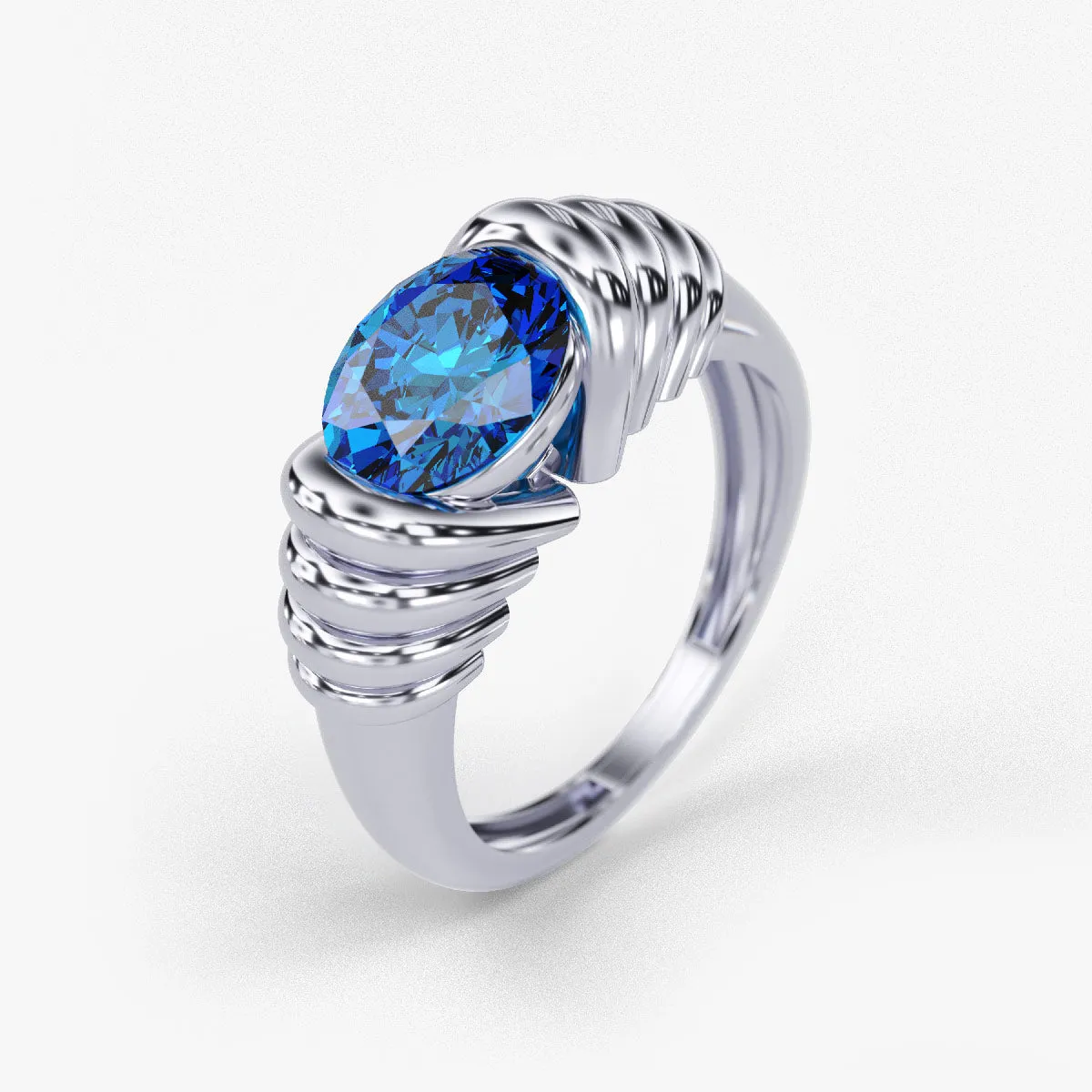Bold Birthstone Ring in 14k Solid Gold